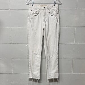 GRLFRND Brentwood Karolina High Rise Button Fly Raw Hem Straight Crop Jeans